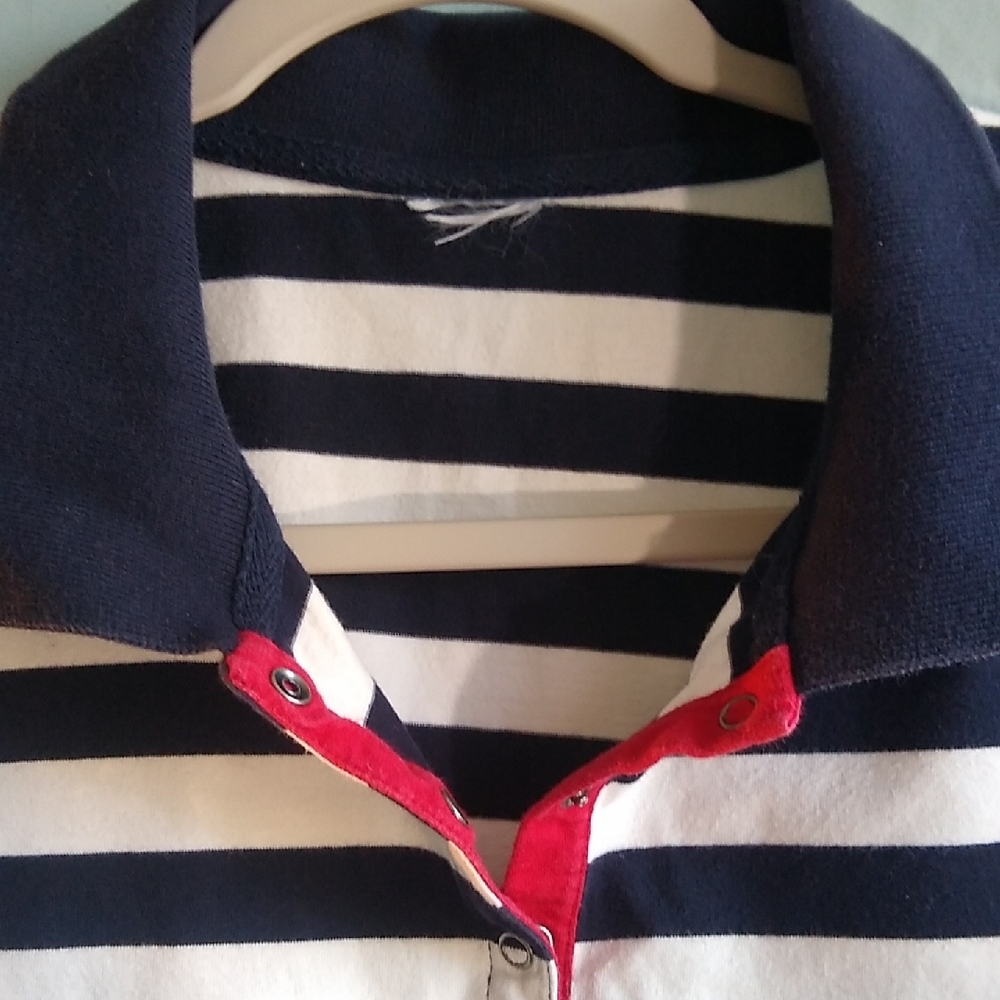 women's M-L-XL navy & white Polo stretchy stripes - Picture 2 of 14